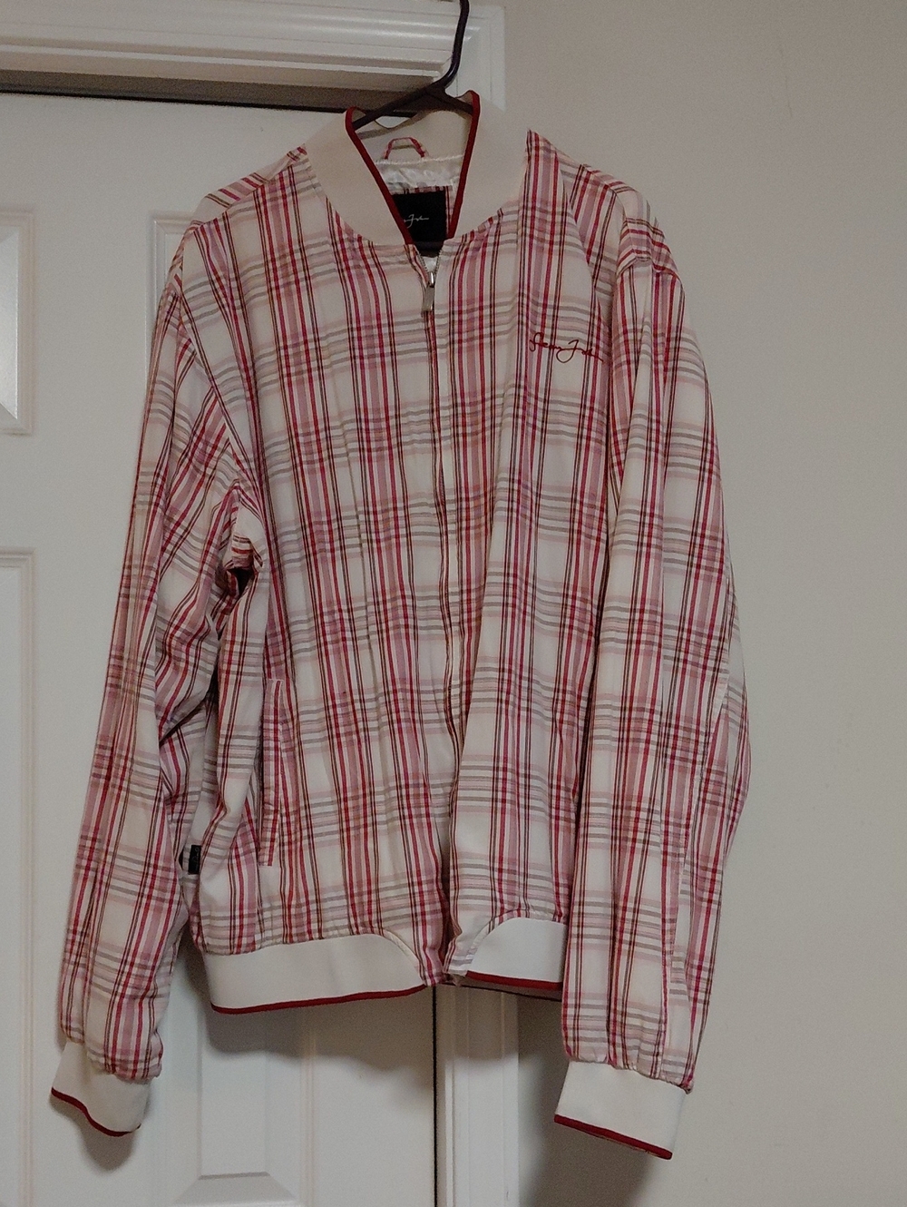 Men's Red Plaid Bomber Jacket - Classic Casual